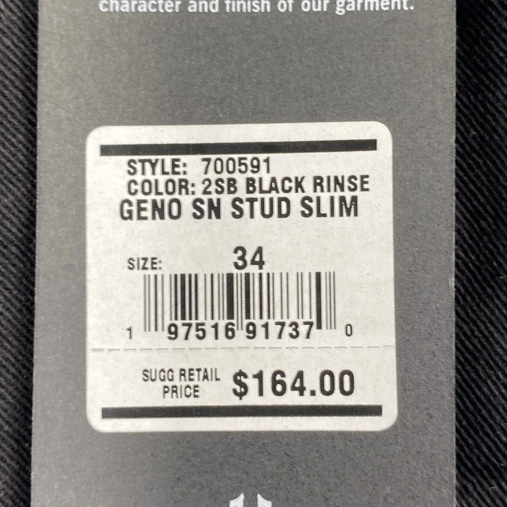 True Religion Geno Stud Slim Jeans Mens 34 Black Studded Horseshoe 700591